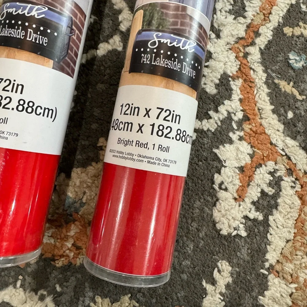 NEW 2 Rolls Permanent‎ Vinyl Red 12x72